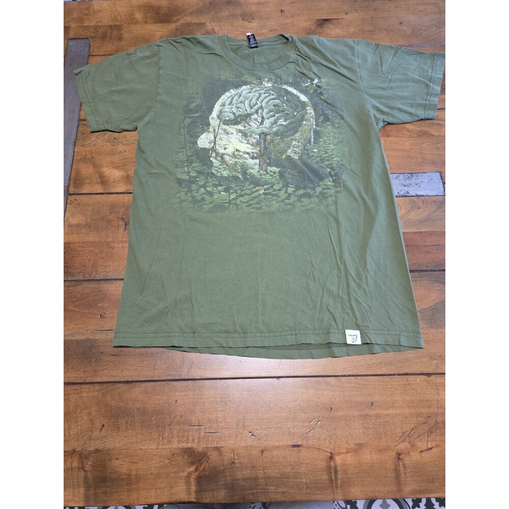 Imaginary Foundation Brain Tree Surreal Graphic T Shirt Olive Green Men's L
